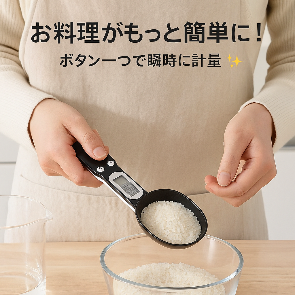 SpoonTech™ コンパクトなデジタル計量スプーン – おしゃれで実用的なキッチンツール - 料理初心者にもおすすめ